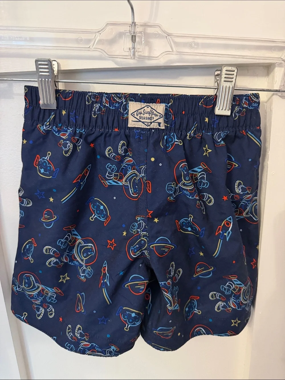 Kids Navy Toy Story Buzz Swim Shorts with Red Drawstring (#2)